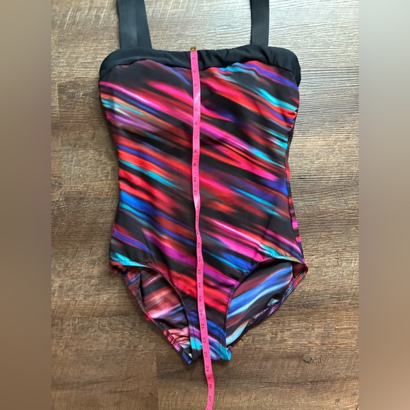 MIRACLESUIT rainbow striped one piece swimsuit slimming bathing suit sz 12 EUC - Picture 10 of 13